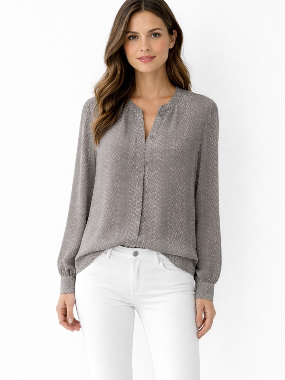 Equipment Silk Snake Print Blouse